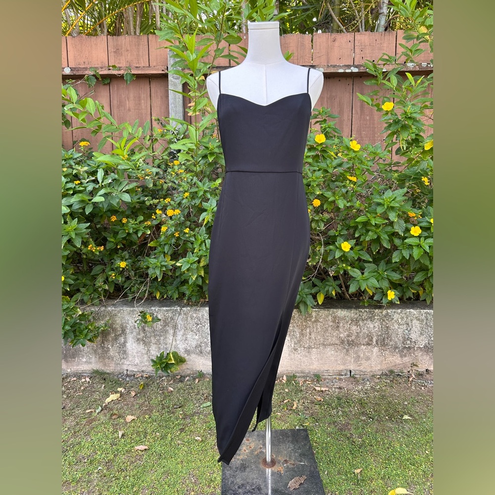 Aritizia Babaton Slip Midi Dress with Slit Black Size 8